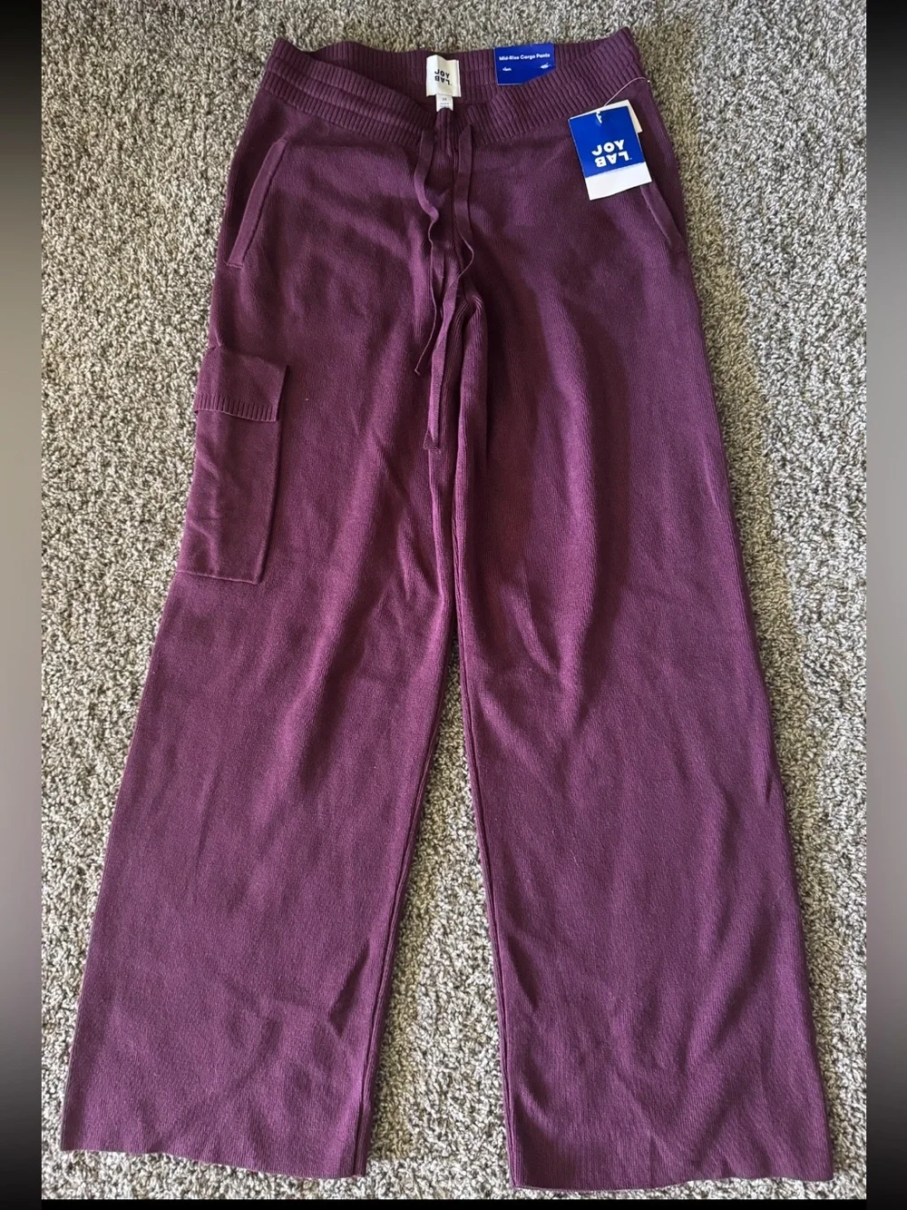NWT JoyLab High-Rise Sweater Cargo Pants Plum Purple Size M